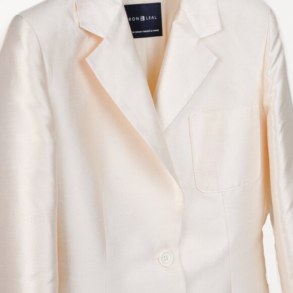 Ron Leal Vintage Classic Off White Raw Silk Blazer - Picture 3 of 9